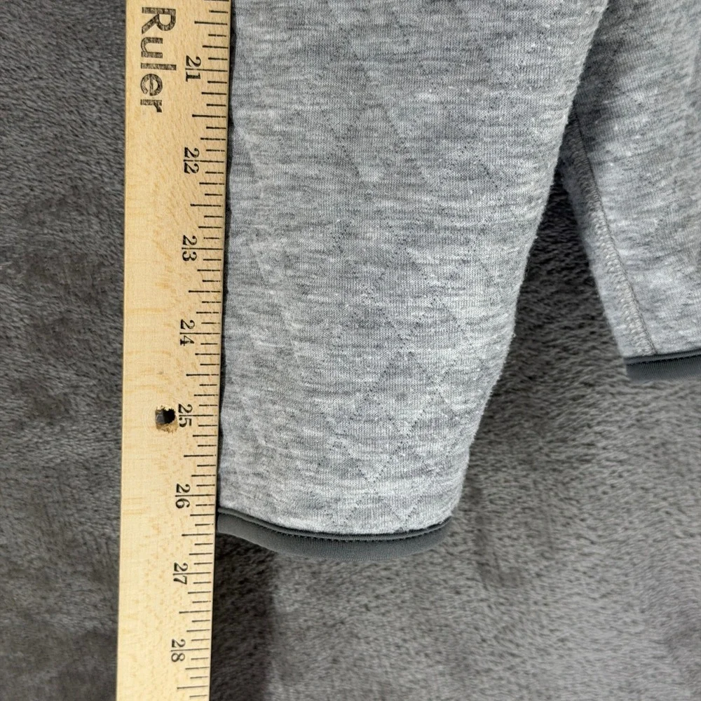 Marine Layer Mens Quilted Snap Mock Neck Pullover Heather Grey Bee Logo Medium